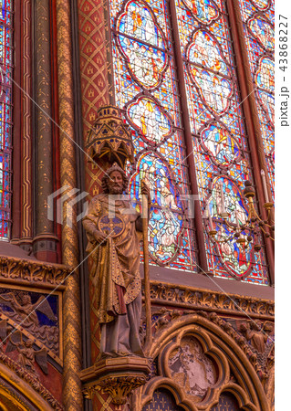 Stained glass windows inside the Sainte Chapelle a royal Medieval chapel in Paris, France 43868227