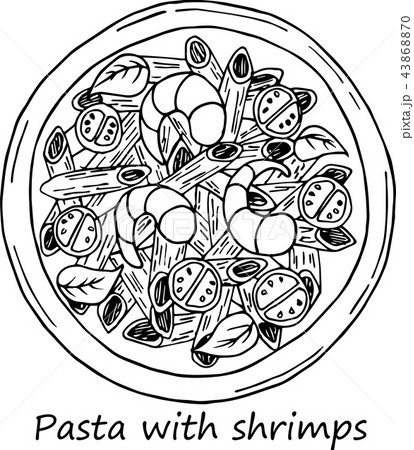 illustration of pasta in cartoon style.  43868870