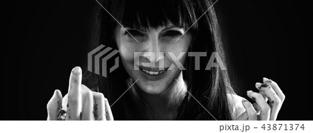 Halloween horror. Crazy bloody scary zombie woman 43871374