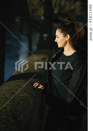 girl walking aroung the streets and the city of Paris 43871499