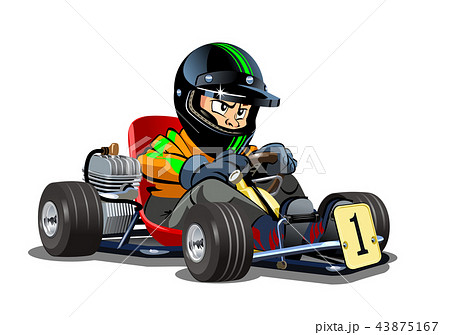 Cartoon Kart Racer Isolated On White Backgroundのイラスト素材