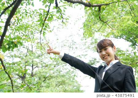 指をさすビジネスウーマン 指をさすビジネスウーマン 43875491