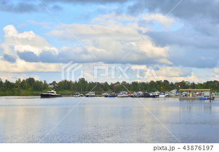 View of river at cloud day. View of river at cloud day. 43876197