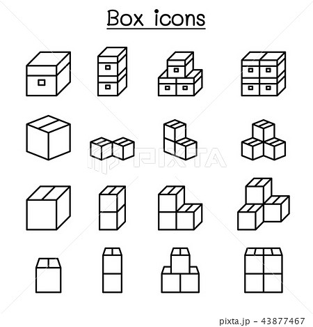 Box icon set in thin line style 43877467