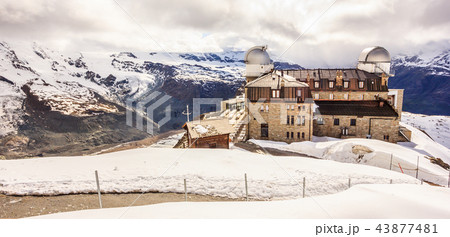 view of snowy Gornergrat station and Matterhorn 43877481