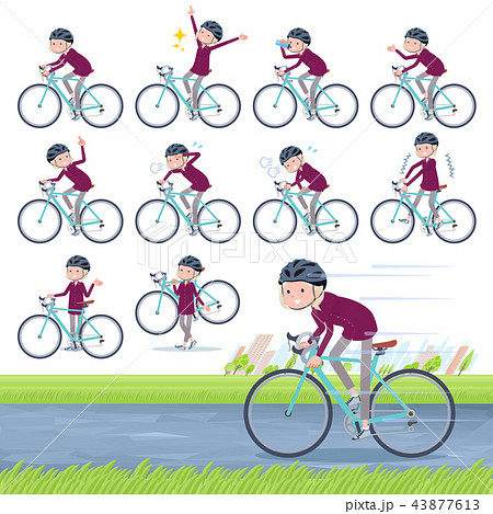 flat type purple shirt old women White_road bike 43877613