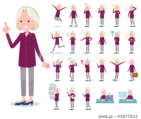 flat type purple shirt old women White_emotion 43877623