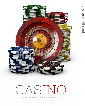 Roulette with Chips, Casino concept, 3d Illustration of Casino Games Elements isolated white 43878343