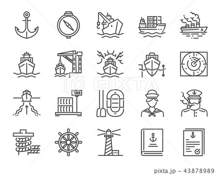 Marine port icon set. Marine port icon set. 43878989