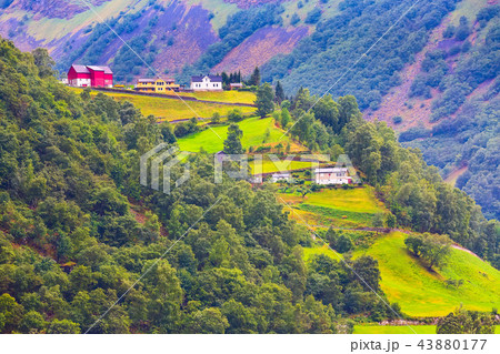 Norway village and mountain landscape 43880177
