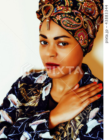 beauty bright african american woman with creative make up, shaw 43883344