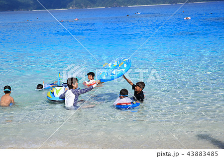 海水浴を楽しむ家族 43883485