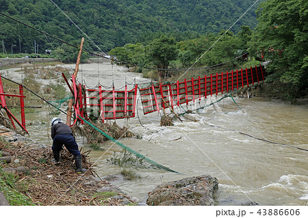 氾濫による吊橋崩落 43886606
