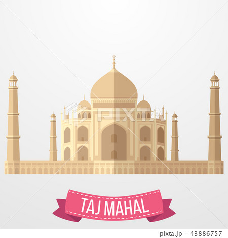 Taj Mahal Indian icon on white background 43886757