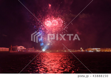 Firework on the Neva River at night. St Petersburg 43888150