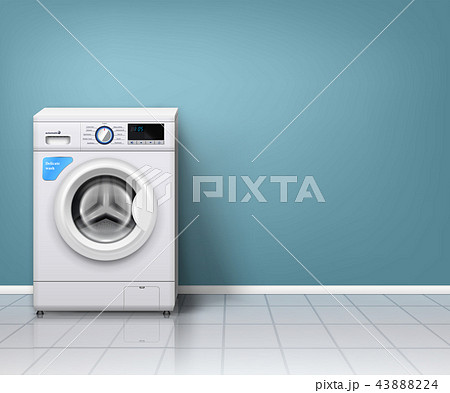Realistic Washing Machine Background Realistic Washing Machine Background 43888224