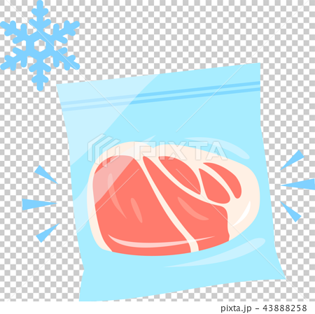 ストックバッグに入った凍った肉のイラスト素材 4358