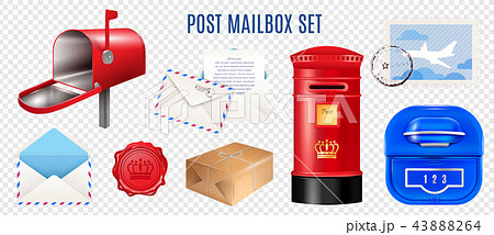 Realistic Postage Elements Transparent Set 43888264