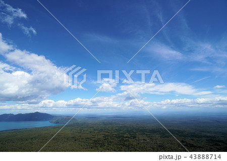 支笏湖と勇払原野の写真素材