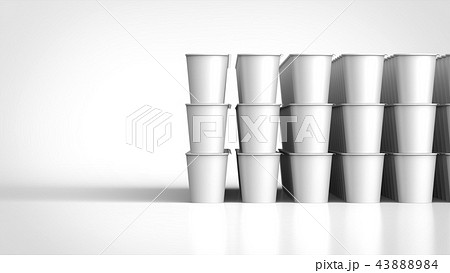 カップラーメン 大量 無地 正面 右のイラスト素材 4384