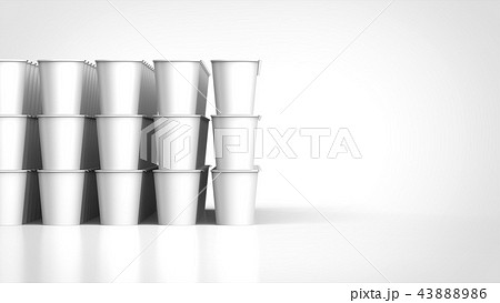 カップラーメン 大量 無地 正面 左のイラスト素材 4386