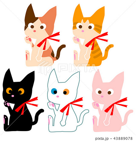 猫ちゃんイラスト５種類のイラスト素材 43889078 Pixta