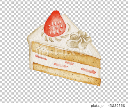 苺ショートケーキ バースデーケーキ クリスマス ケーキ 水彩 イラストのイラスト素材