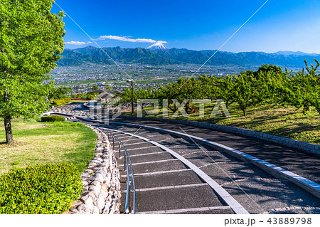 《山梨県》笛吹川フルーツ公園より眺める富士山 43889798
