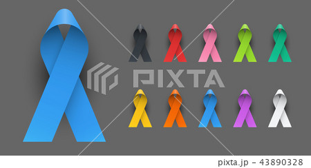 Realistic Colorful Awareness Ribbons 43890328