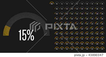 Set of semicircle percentage diagrams 43890347