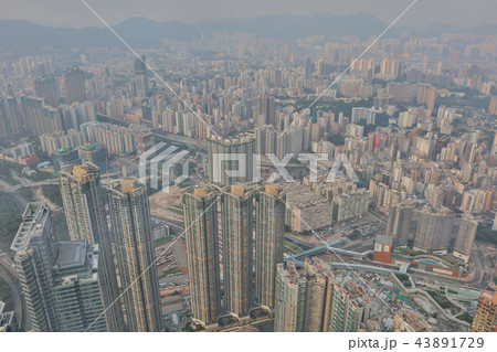 a city aerial view with urban skyscrapers a city aerial view with urban skyscrapers 43891729