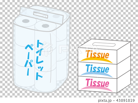 トイレットペーパーとボックスティッシュのイラスト素材