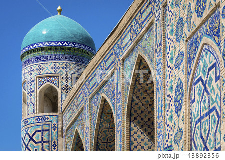 Madrasa facade in Bukhara, Uzbekistan. 43892356