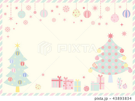 クリスマスツリーセット パステルカラー調 のイラスト素材 43893834 Pixta
