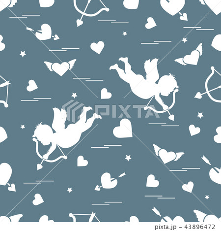 Cute seamless pattern with cupid shoots a bow and Cute seamless pattern with cupid shoots a bow and 43896472