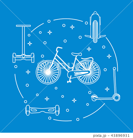 Bike, segway, mono-wheel, scooter, gyroscooter Bike, segway, mono-wheel, scooter, gyroscooter 43896931
