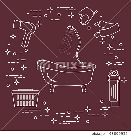 Bath, shower, dryer, washcloths, towel, basket 43896935