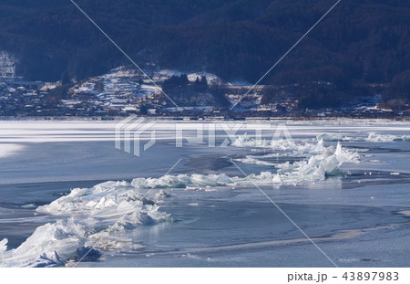 【長野県】御神渡り・おみわたり 諏訪湖 （赤砂崎公園グランド付近）コピースペース 2018 43897983
