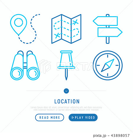 Location thin line icons set Location thin line icons set 43898057