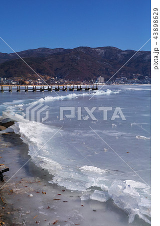【長野県】御神渡り・おみわたり 諏訪湖 （赤砂崎公園グランド付近）コピースペース 2018 43898629