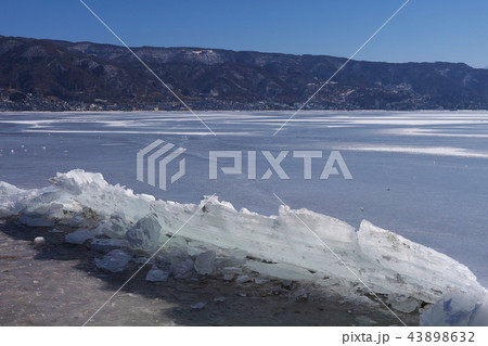 【長野県】「御神渡り」出現時 湖岸に打ちあげられる氷 諏訪湖 （赤砂崎公園グランド付近） 2018 43898632