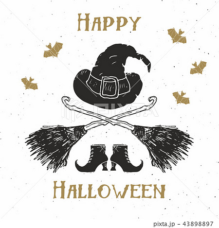 Halloween greeting card vintage label, vector Halloween greeting card vintage label, vector 43898897