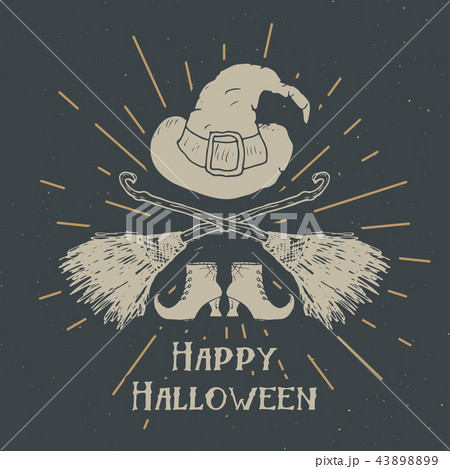 Halloween greeting card vintage label, vector Halloween greeting card vintage label, vector 43898899