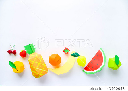 exotic fruits made of paper. Handmade paper art 43900053