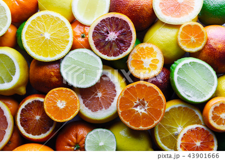 Mix of different citrus fruits closeup 43901666