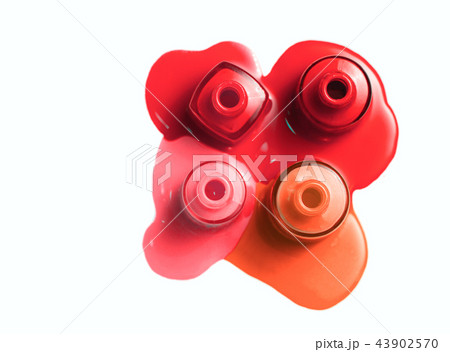 4 color nail Polish on white background 43902570