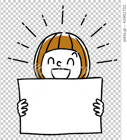 イラスト素材：紙を見せる女の子 43902702