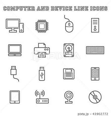 computer and device line icons computer and device line icons 43902772