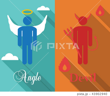 shoulder angel and devil long shadow flat 43902940