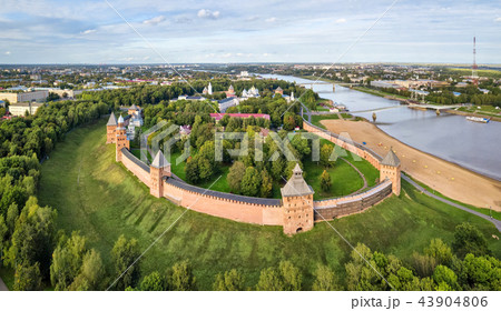 Aerial view of kremlin in Veliky Novgord Aerial view of kremlin in Veliky Novgord 43904806